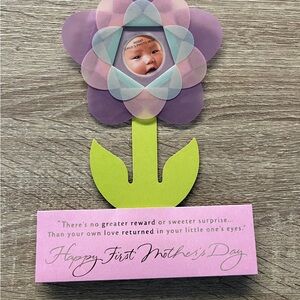 First Mother's Day Standup card with photo insert - Pink Lavender Green